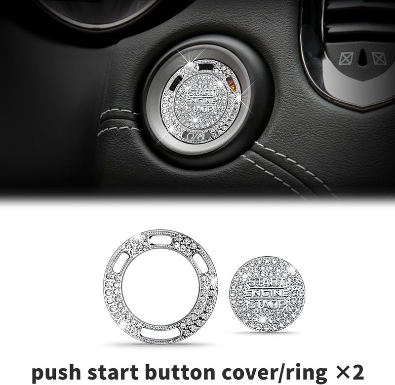 Polodunn for 2021-2026 Dodge Durango Accessories, 6PCS Premium Aluminum Alloy Knob Cover Trim Set (Bling) – Push Start, A/C Climate, Volume & Headlight Switch Covers – Enhanced Grip • Non-Slip - Image 5